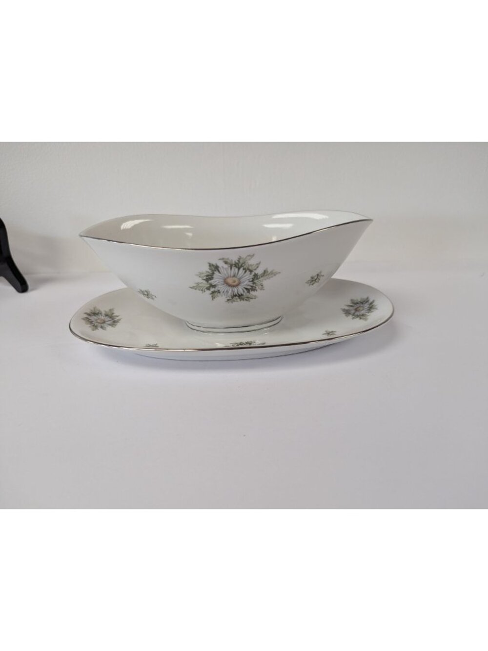 Franconia Silver Thistle Gravy Boat with Attached Underplate